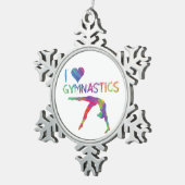 I Love Gymnastics Pewter Snowflake Ornament (Rechts)