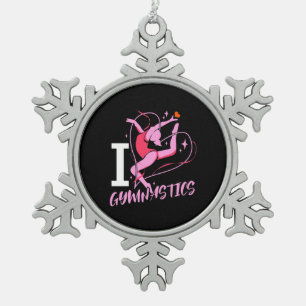 I Love Gymnastics Tin Sneeuwvlok Ornament