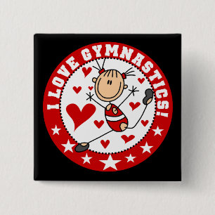 I Love Gymnastics Vierkante Button 5,1 Cm