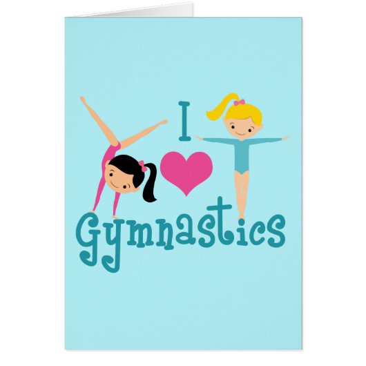 I Love Gymnastique mignonne Gymnaste Card (Devant)