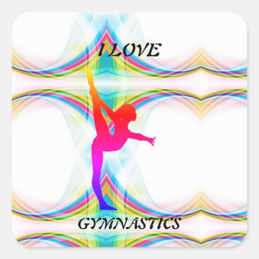 I Love Gymnastique Stickers Carré (Devant)