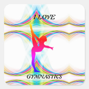 I Love Gymnastique Stickers Carré