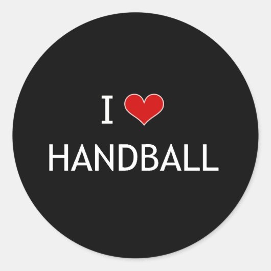I Love Handball Ronde Sticker (Voorkant)