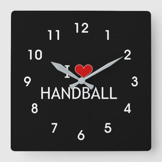 I Love Handball Vierkante Klok (Voorkant)