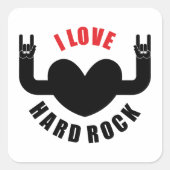 I Love Hard Rock Vierkante Sticker (Voorkant)