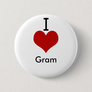 I Love (hart) Gram Ronde Button 5,7 Cm
