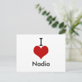 I Love (hart) Nadia Briefkaart (Staand voorkant)