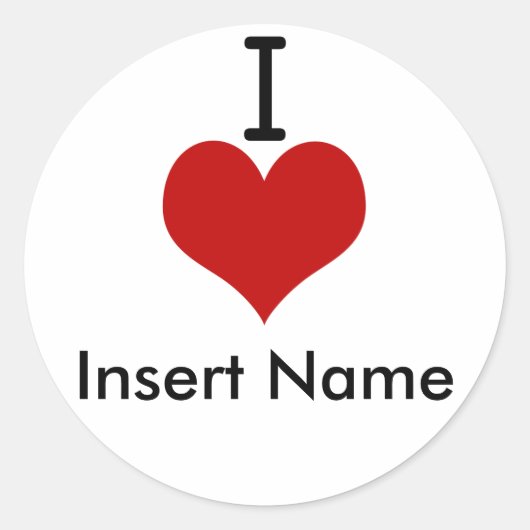 I Love (hart) Ronde Sticker (Voorkant)