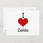 I Love (hart) Zelda Briefkaart (Voorkant / Achterkant)