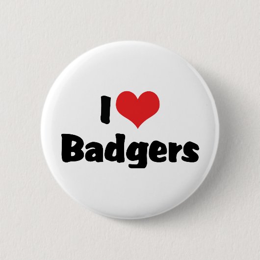 I Love Heart Badgers Ronde Button 5,7 Cm (Voorkant)
