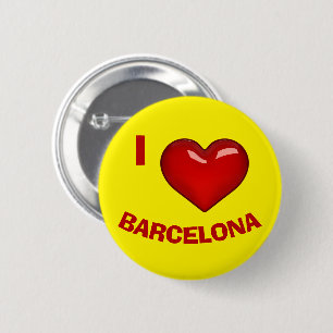 I LOVE (HEART) BARCELONA bewerkbaar Ronde Button 5,7 Cm