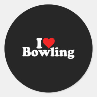 I Love Heart Bowling Ronde Sticker