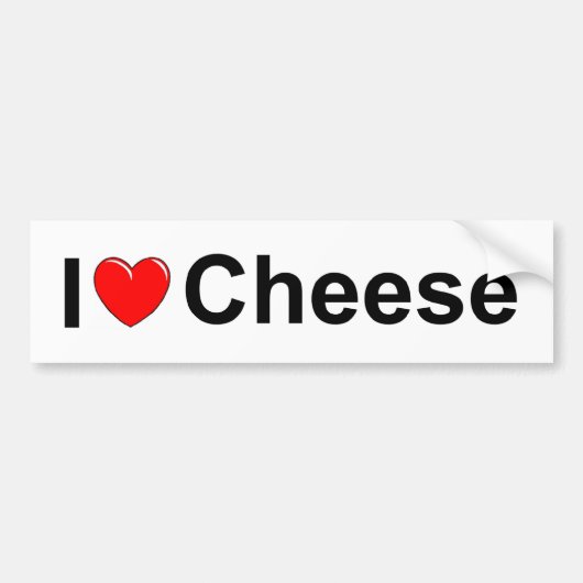 I Love (Heart) Cheese Bumpersticker (Voorkant)