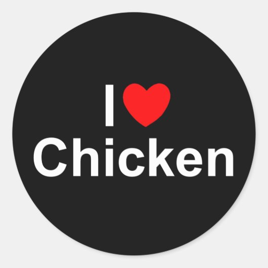 I Love (Heart) Chicken Ronde Sticker (Voorkant)