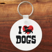 I Love Heart Dogs - Dog Canine Lover Sleutelhanger (Voorkant)