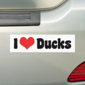 I Love Heart Ducks Bumpersticker (Op auto)