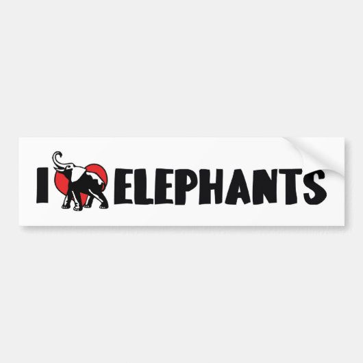 I Love Heart Elephants - Elephant Lover Bumpersticker (Voorkant)