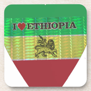 I Love Heart Ethiopia: Motief voor vlagkunst Bier Onderzetter