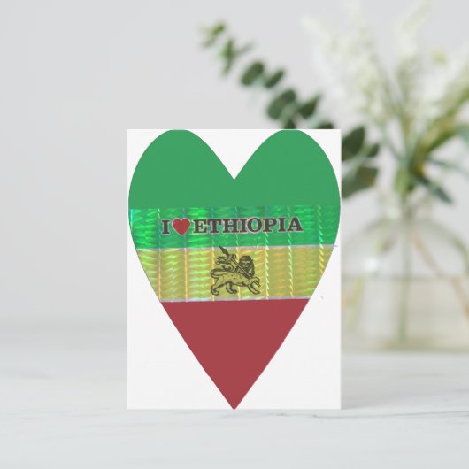 I Love Heart Ethiopia: Motief voor vlagkunst Briefkaart (Staand voorkant)