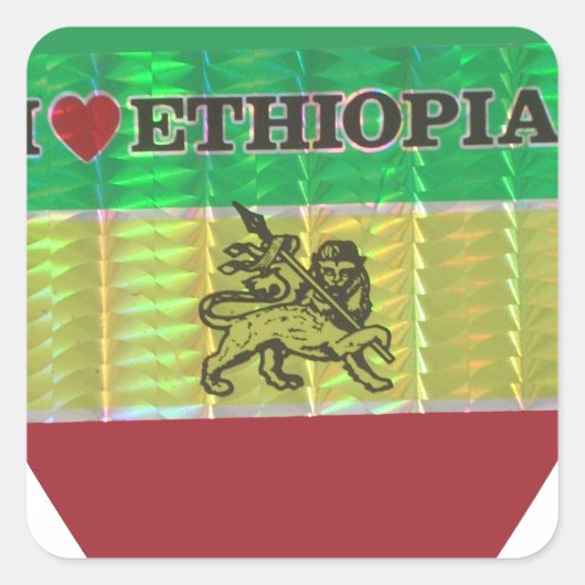 I Love Heart Ethiopia: Motief voor vlagkunst Vierkante Sticker (Voorkant)