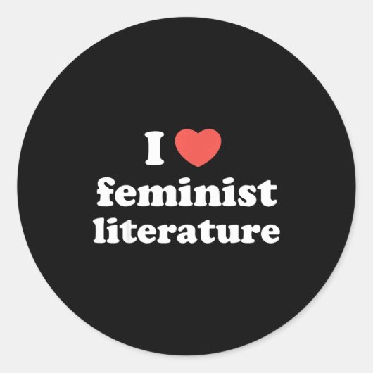 I Love Heart Feminist Literature  Ronde Sticker (Voorkant)