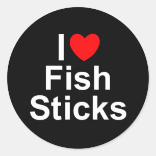 I Love (Heart) Fish Sticks Ronde Sticker
