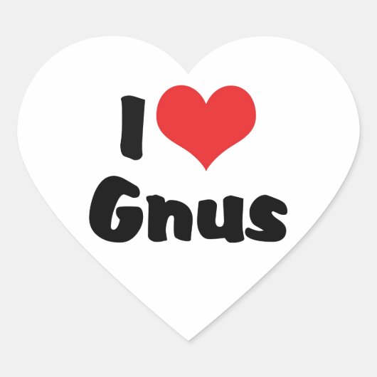 I Love Heart Gnus Hart Sticker (Voorkant)