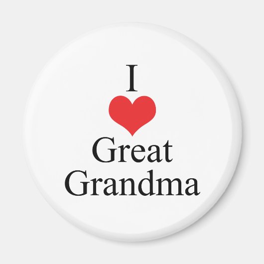 I Love (Heart) Great Grandma Magneet (Voorkant)