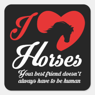 I Love/Heart Horses Vierkante Sticker