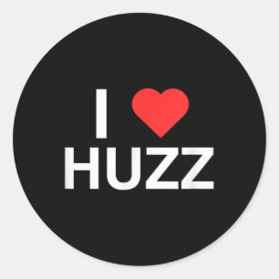 I Love (heart) Huzz Funny Gen Z Novelty Meme Colle Ronde Sticker