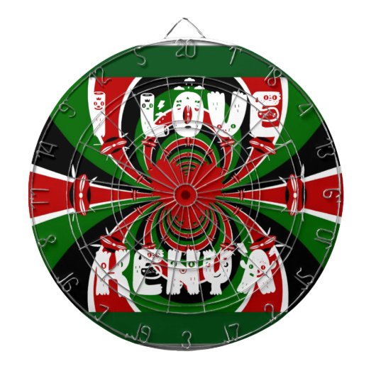 I Love Heart Kenya: dynamische vlagkunst Dartbord (Voorkant)