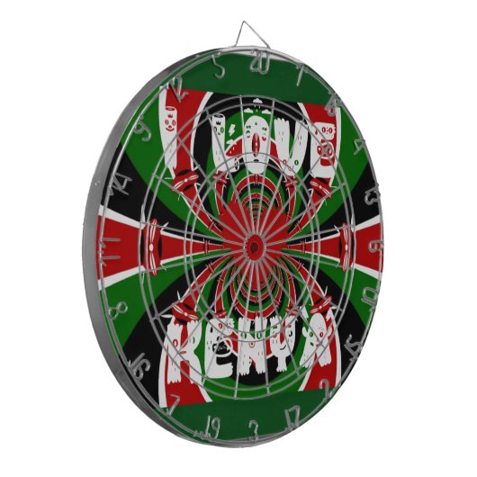 I Love Heart Kenya: dynamische vlagkunst Dartbord (Voorkant Links)