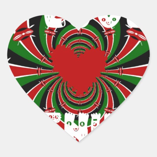 I Love Heart Kenya: dynamische vlagkunst Hart Sticker (Voorkant)