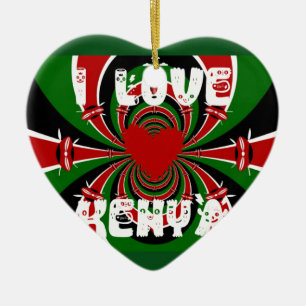I Love Heart Kenya: dynamische vlagkunst Keramisch Ornament