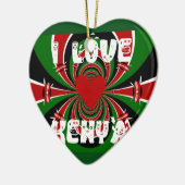 I Love Heart Kenya: dynamische vlagkunst Keramisch Ornament (Links)