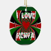 I Love Heart Kenya: dynamische vlagkunst Keramisch Ornament (Rechts)
