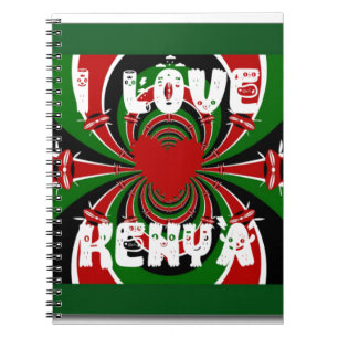 I Love Heart Kenya: dynamische vlagkunst Notitieboek