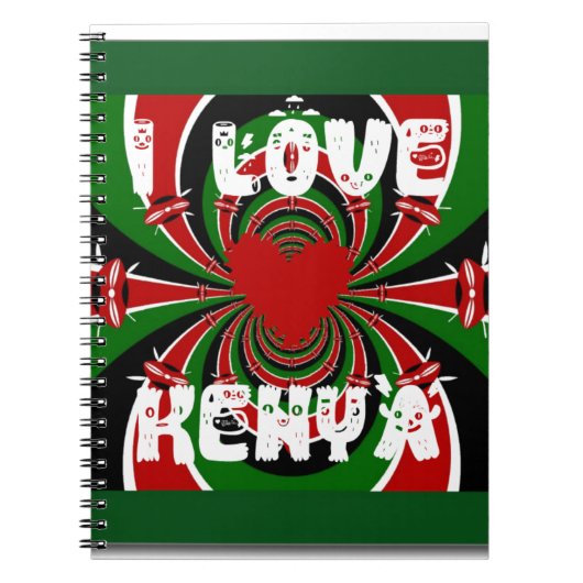 I Love Heart Kenya: dynamische vlagkunst Notitieboek (Voorkant)