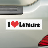 I Love Heart Lemurs Bumpersticker (Op auto)