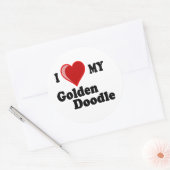 I Love (Heart) My Golden Doodle Dog Sticker (Enveloppe)