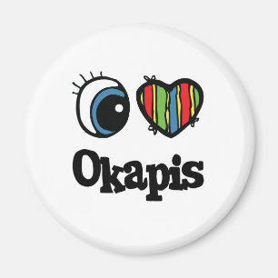 I Love (Heart) Okapis Magneet