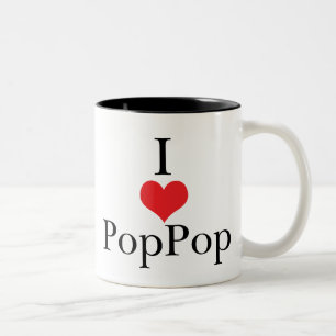 I Love (Heart) PopPop Tweekleurige Koffiemok