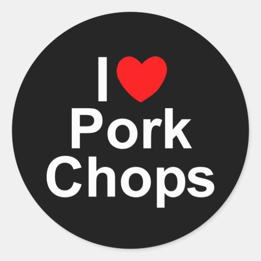 I Love (Heart) Pork Chops Ronde Sticker (Voorkant)
