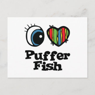 I Love (Heart) Puffer Fish Briefkaart