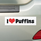 I Love Heart Puffins Bumpersticker (Op auto)