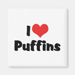 I Love Heart Puffins Magneet