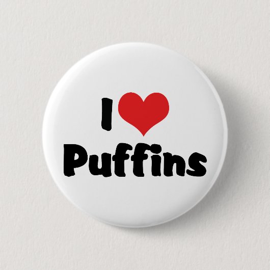 I Love Heart Puffins Ronde Button 5,7 Cm (Voorkant)