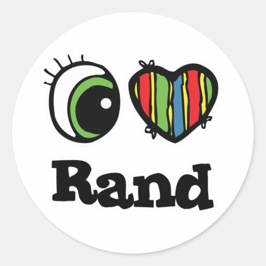 I Love (Heart) Rand Ronde Sticker (Voorkant)