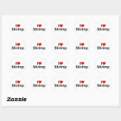 I Love (Heart) Shrimp Ronde Sticker (Vel)