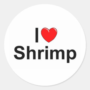 I Love (Heart) Shrimp Ronde Sticker